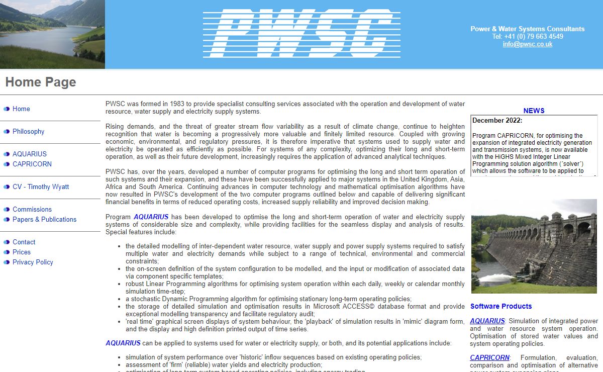 Power & Water Systems Consultants - Water and Hydro Power System Modelling
