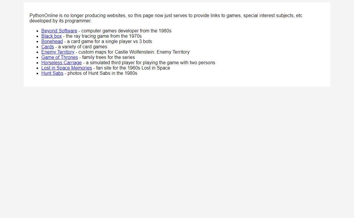 PythonOnline | legacy website acting as a portal