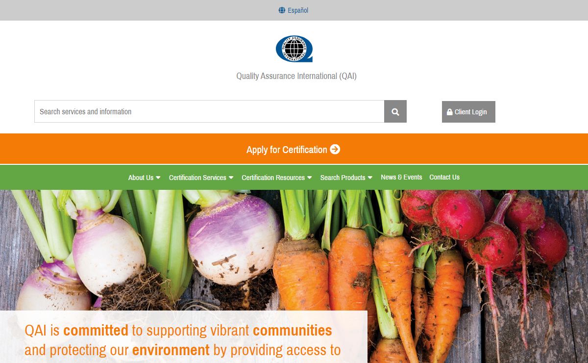 Quality Assurance International (QAI) Organic Certification