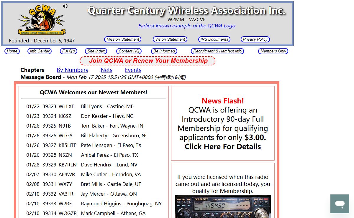 Quarter Century Wireless Association (QCWA) Founded 1947