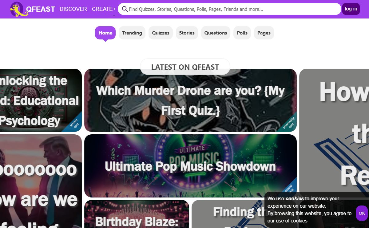 Take or Make Fun Quizzes, Write Stories, Ask Questions | Qfeast