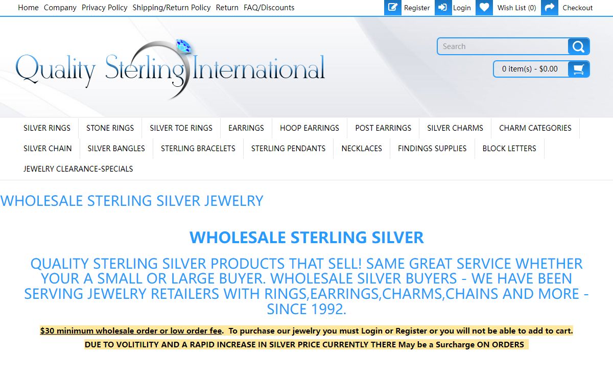 Wholesale Silver | Sterling jewelry |Rings-Chain-Charms