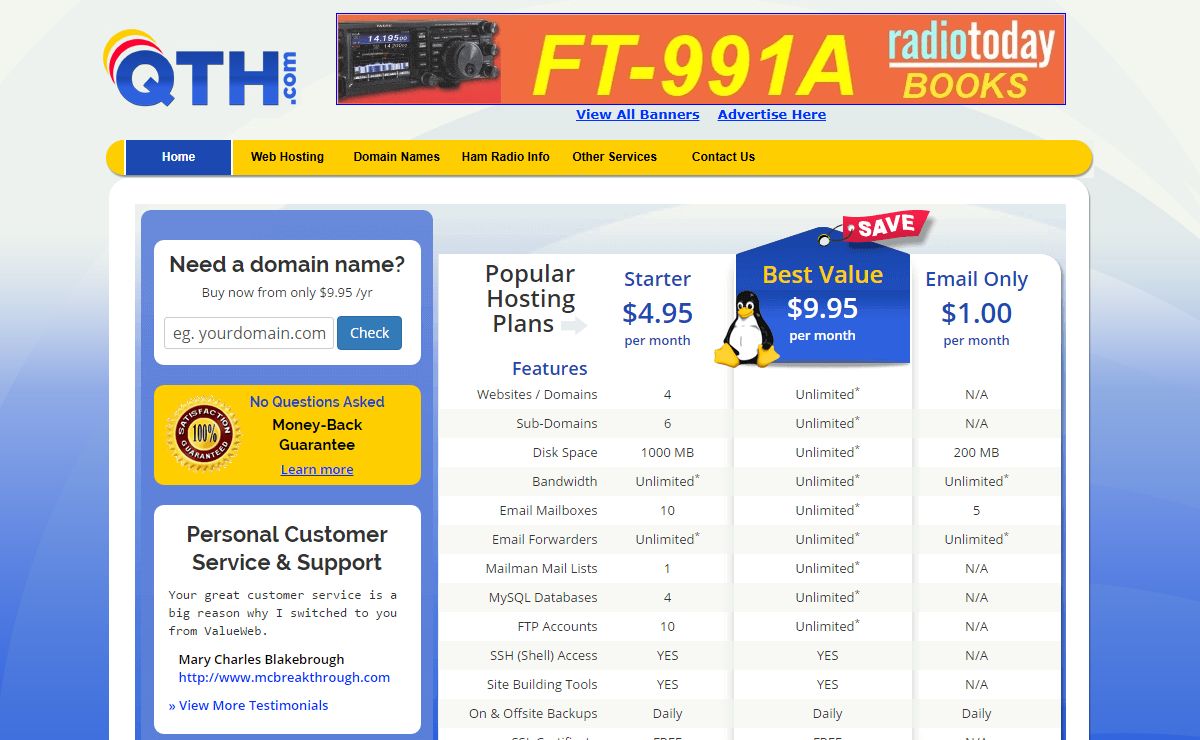 QTH.com Web Hosting and Ham Radio Services