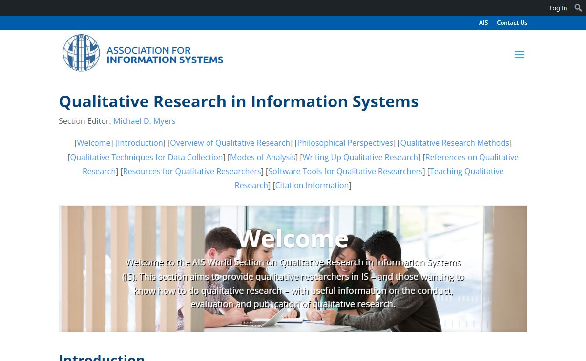 Qualitative Research in Information Systems | Serving society in the advancement of knowledge and excellence in the study and profession of information systems.