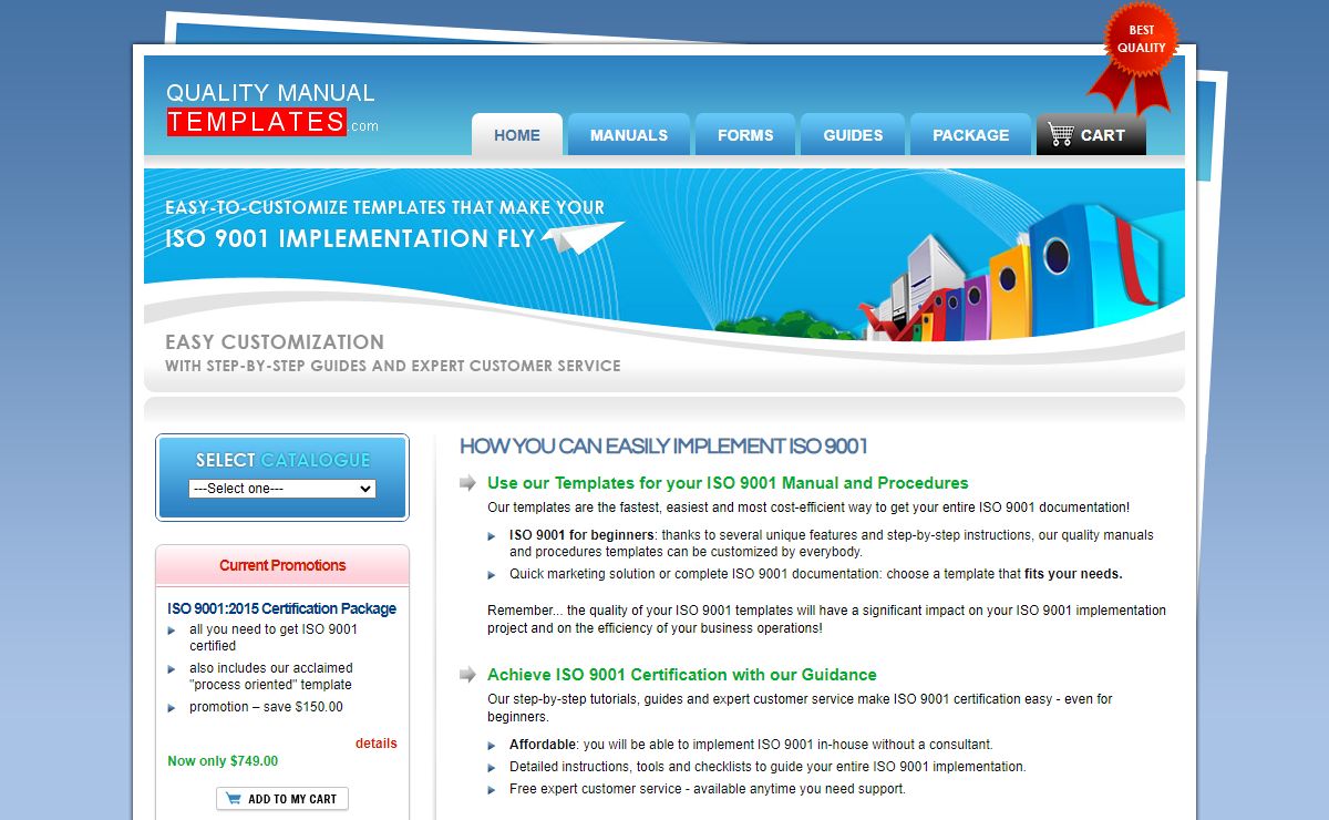 ISO 9001:2015 Quality Manual Templates, Forms & Guides | QualityManualTemplates.com