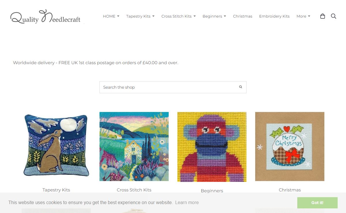 Tapestry Kits, Cross Stitch and Embroidery Designs.