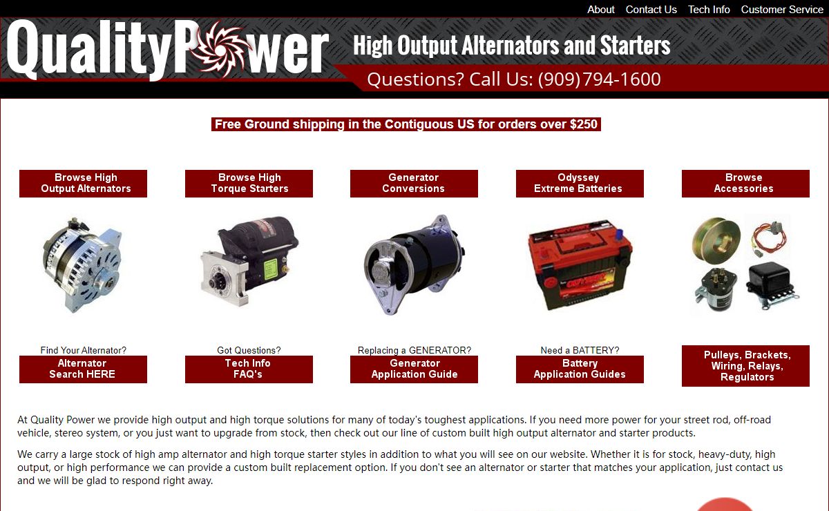 High Output Alternators & High Torque Starters