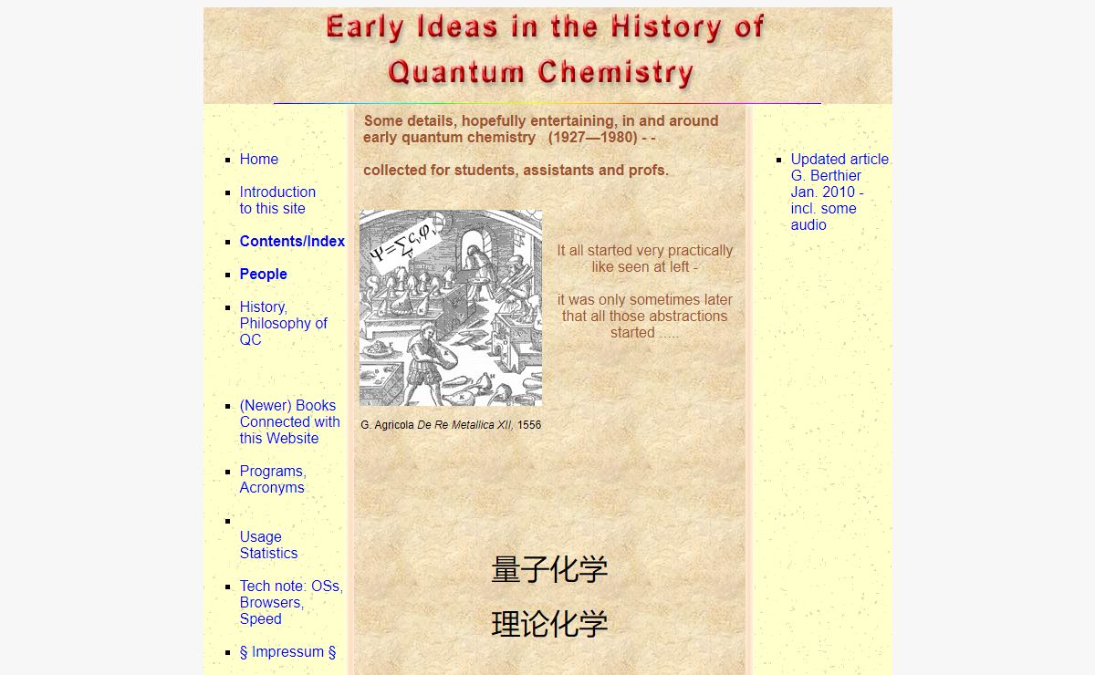 Udo Anders : Early Ideas in the History of Quantum Chemistry.
