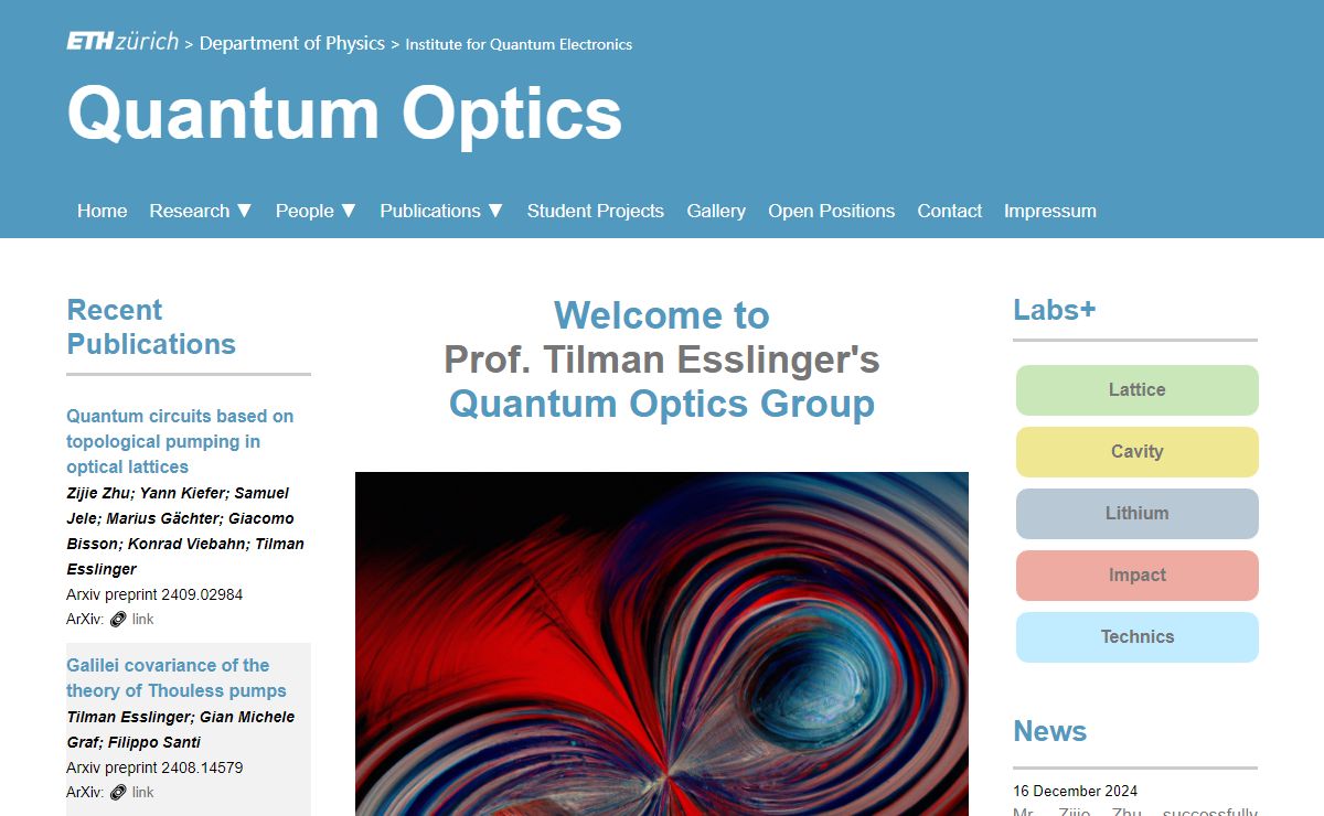Quantum Optics Group at ETH Zurich: Home
