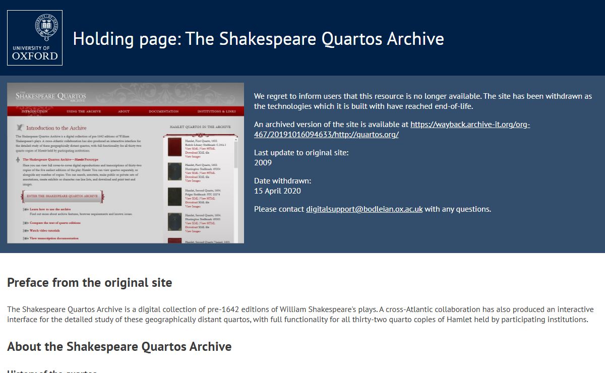 The Shakespeare Quartos Archive