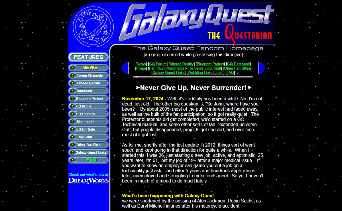 The Questarian - Galaxy Quest WebRing - Home Page
