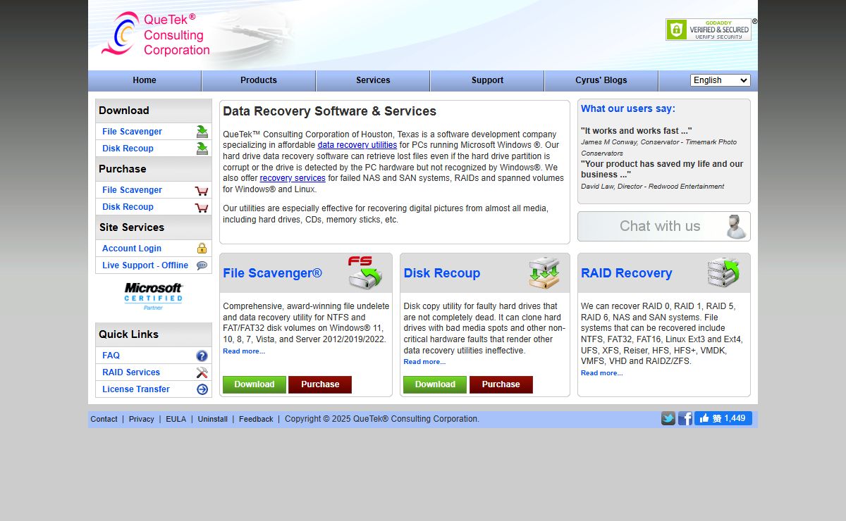 Data Recovery Software and Services - QueTek™ Consulting Corporation