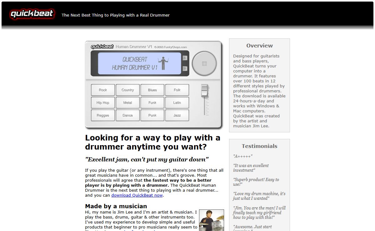 QuickBeat Human Drummer for Guitar Players | Easy Drum Machine Software | Download Now