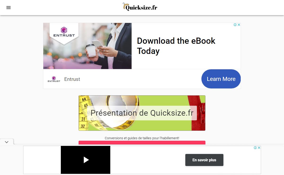 Quicksize.fr : la référence des tailles de l'habillement !