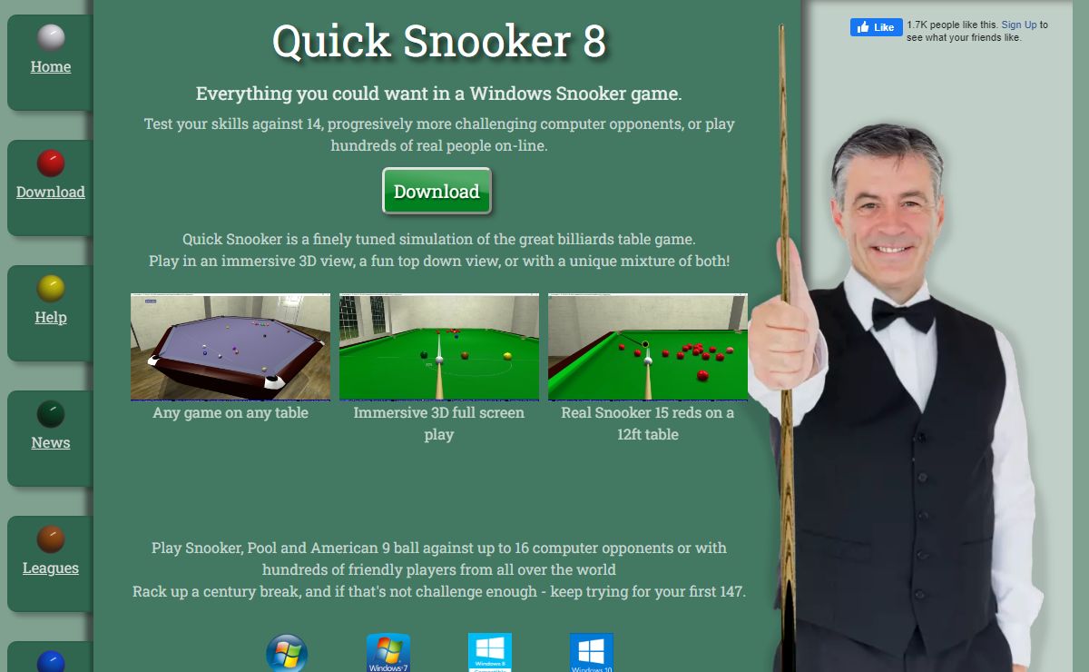 Snooker Pool and 9 ball for your Windows PC or laptop