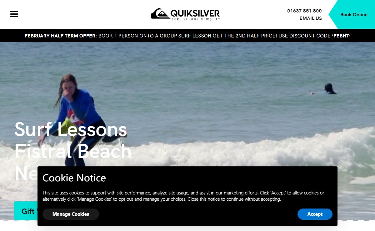 Surf Lessons & Surf Hire : Quiksilver Surf School Newquay
