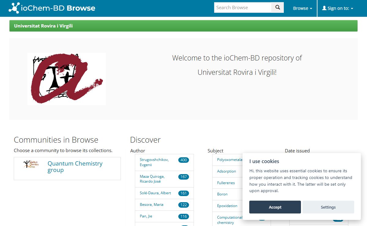 ioChem-BD Browse - Universitat Rovira i Virgili: Home