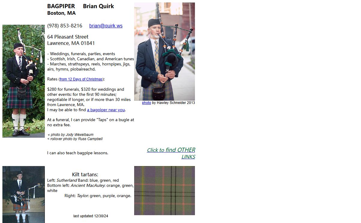 Bagpiper Brian Quirk Mass New Hampshire