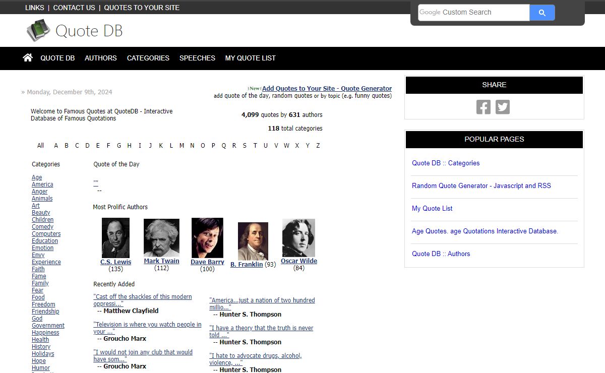 Famous Quotes at QuoteDB - Interactive Database of Famous Quotations