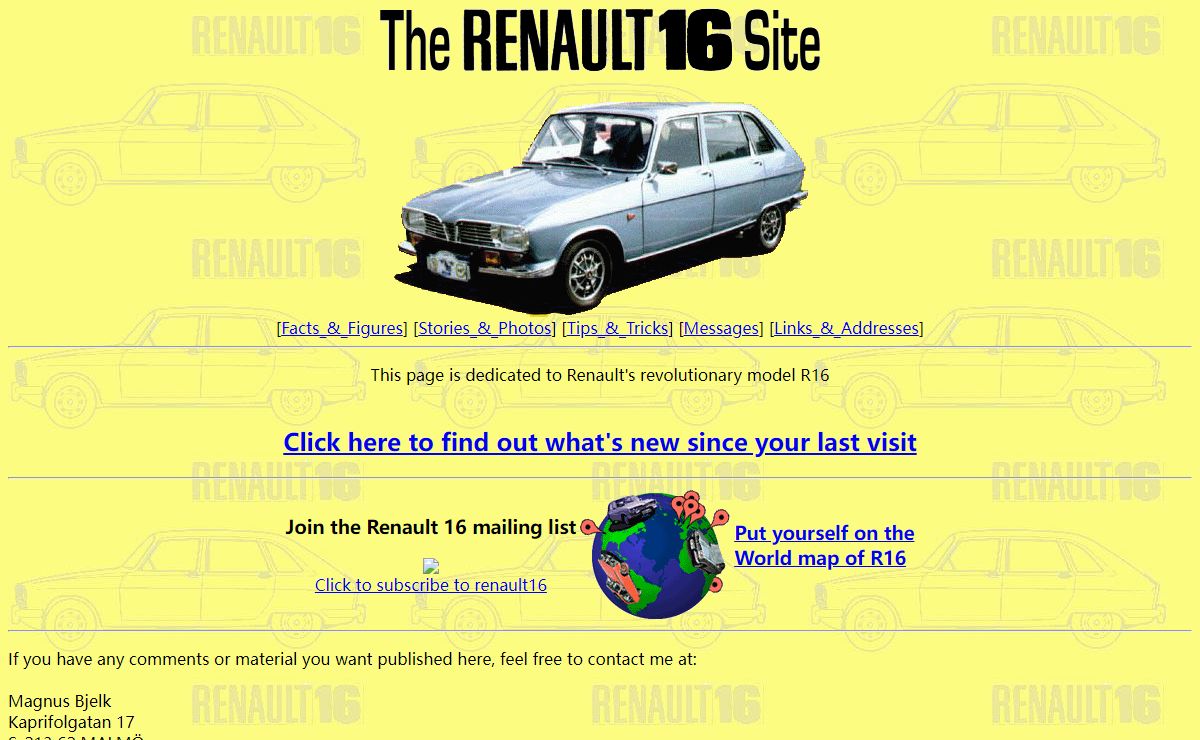 The Renault 16 Site