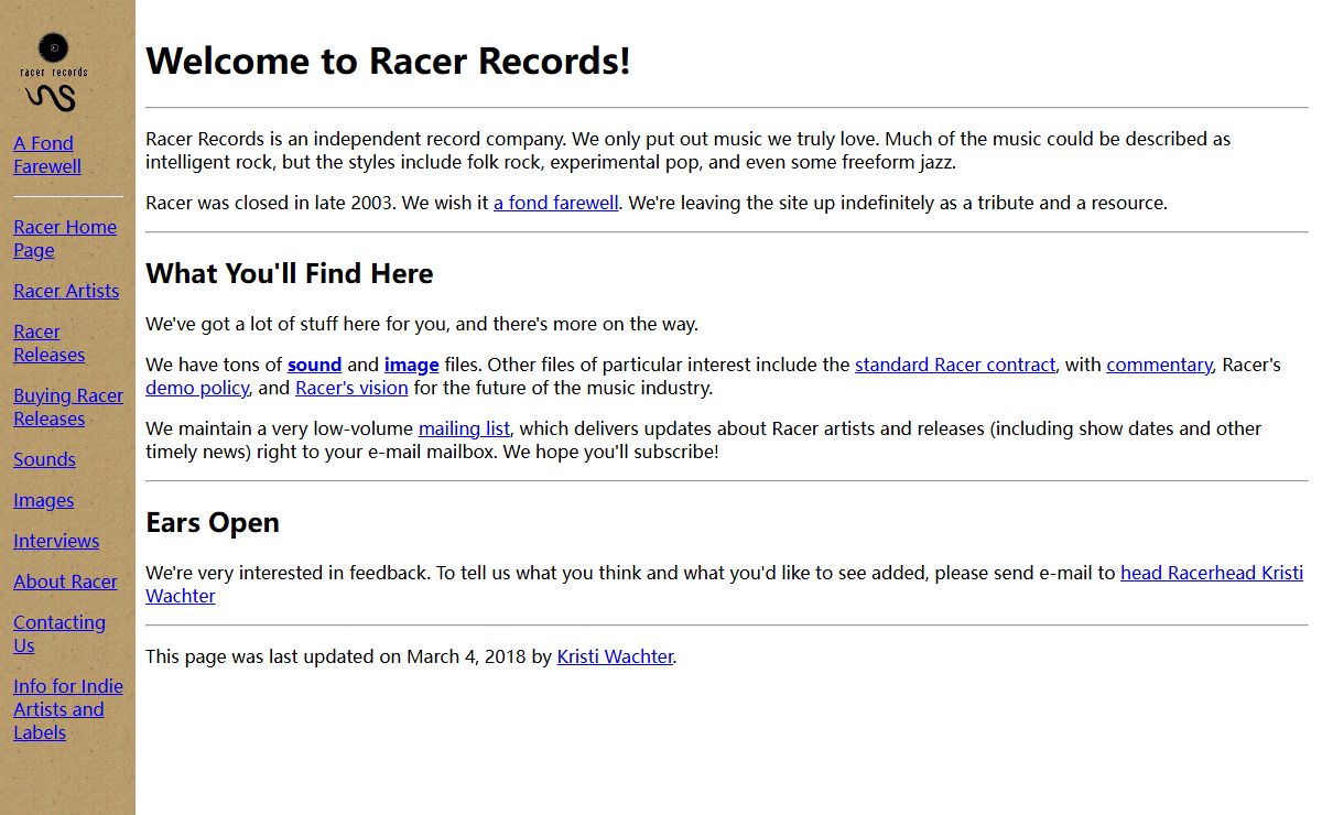 Welcome to Racer Records!