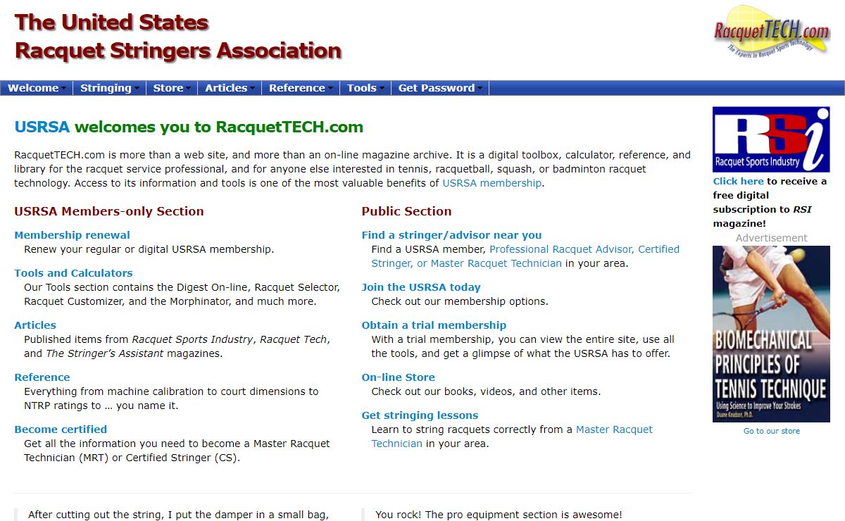 United States Racquet Stringers Association — Welcome!