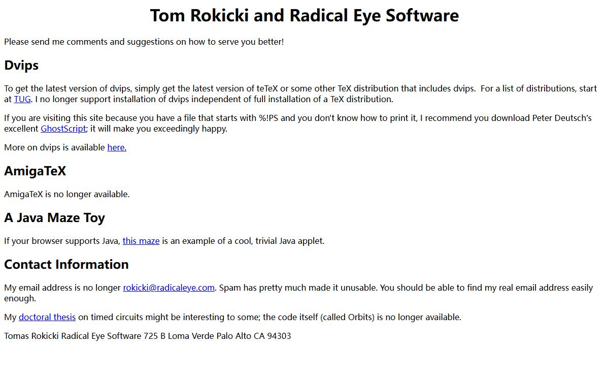 Tom Rokicki and Radical Eye Software
