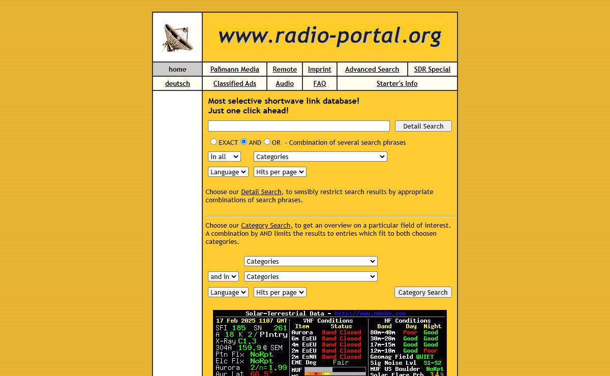 radio-portal: Start page of the search engine radio-portal