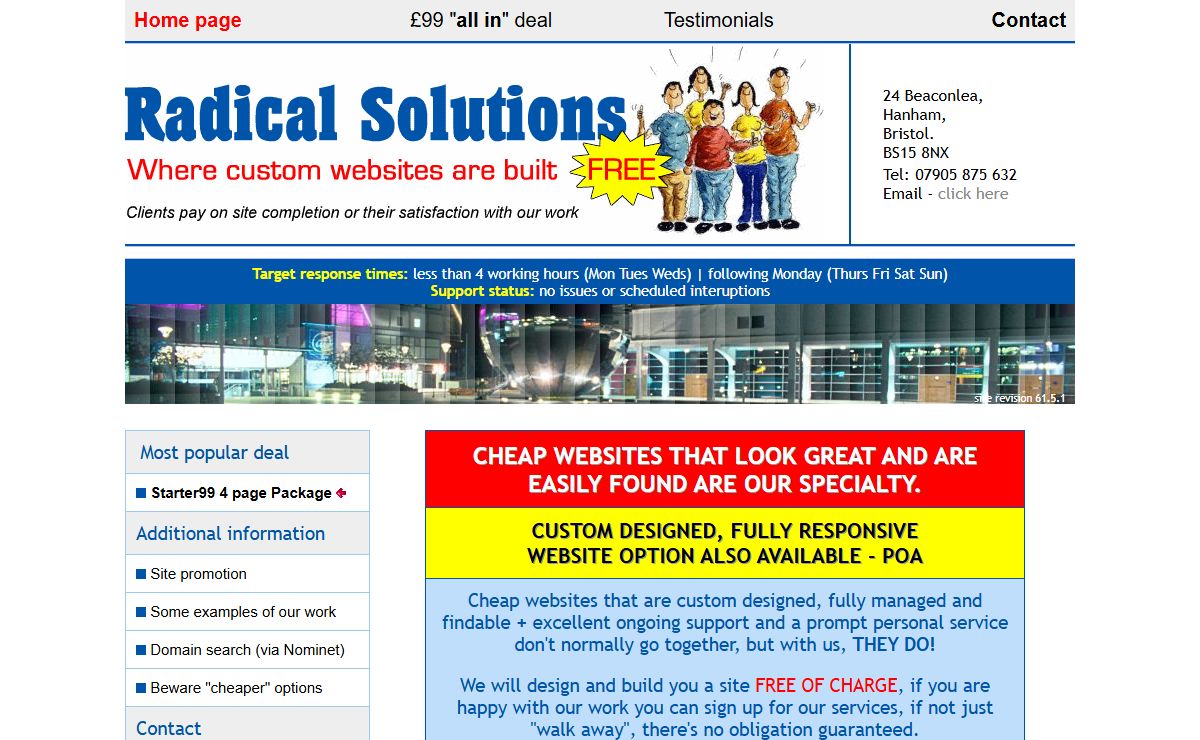LOW COST BUSINESS WEB SITES | CHEAP WEBSITES BRISTOL | RADICAL SOLUTIONS (BRISTOL) UK