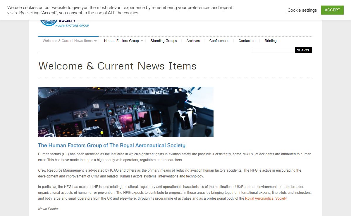 RAeS Human Factors Group – The academic pursuit of flight safety
