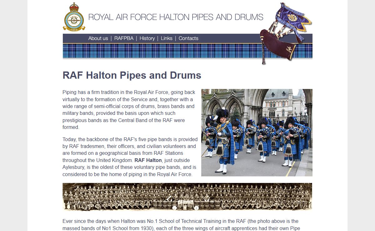RAF Halton Pipes and Drums - About us