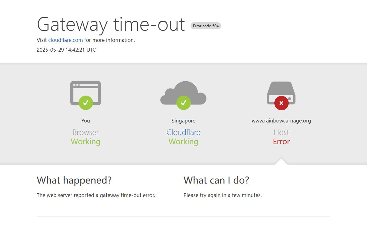 www.rainbowcarnage.org | 504: Gateway time-out