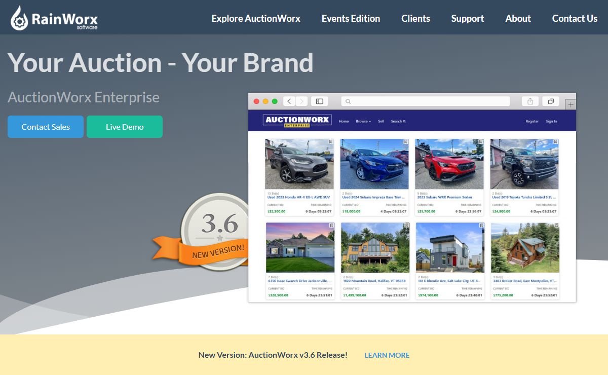 Online Auction Software - Create an Auction Website | RainWorx Software
