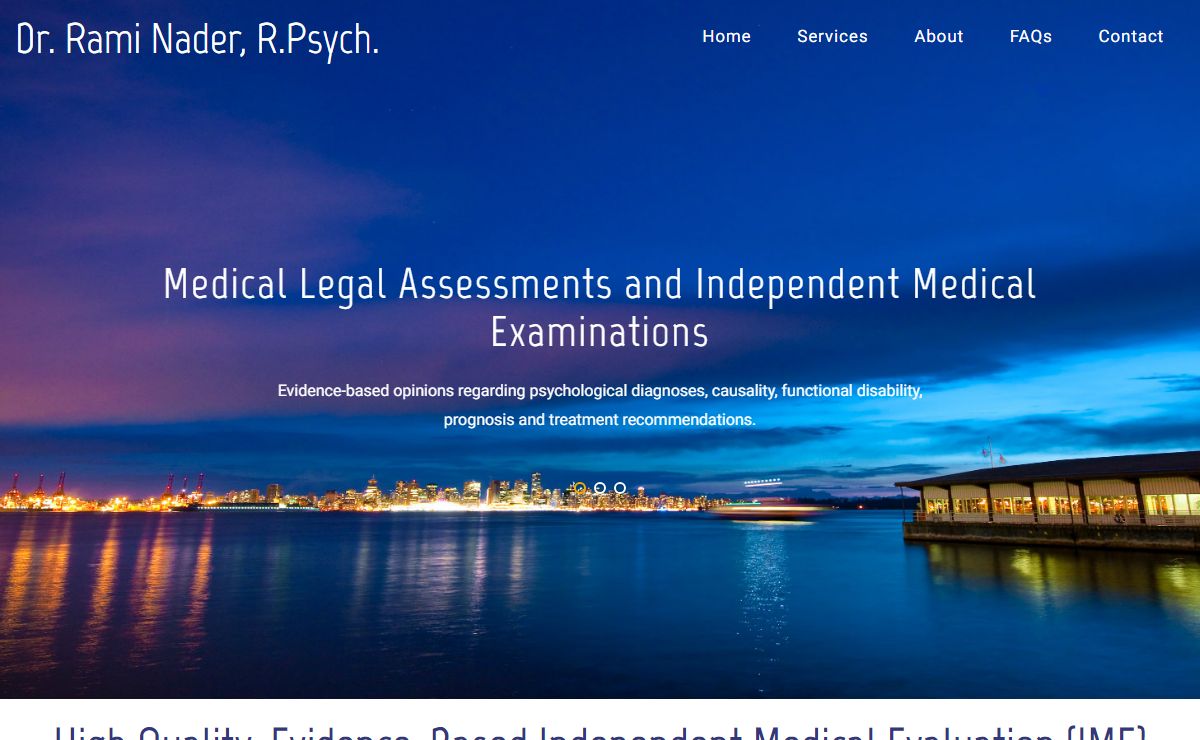 Dr. Rami Nader, Registered Psychologist - Medical Legal Assessments, Psychological IME's Vancouver