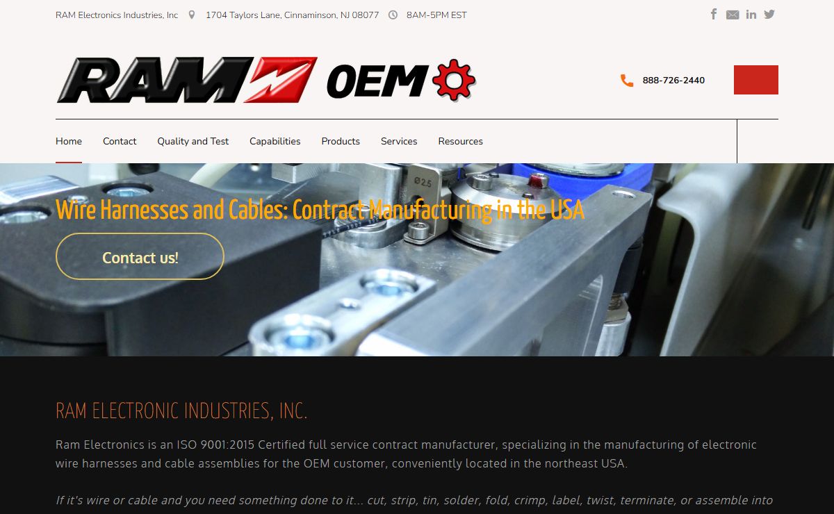 RAM Electronic Industries, Inc - ISO 9001:2015 Certified of Electronic Wire Harnesses, Sub-Assemblies, and Cable Assemblies for the OEM Customer﻿﻿ in the USA
