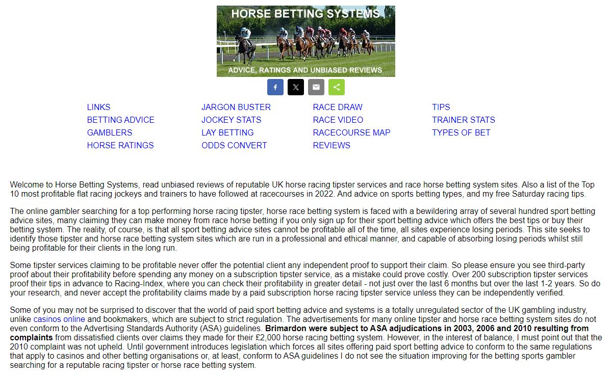 Horse Betting Systems: Tipster & System Reviews, Stats and Advice