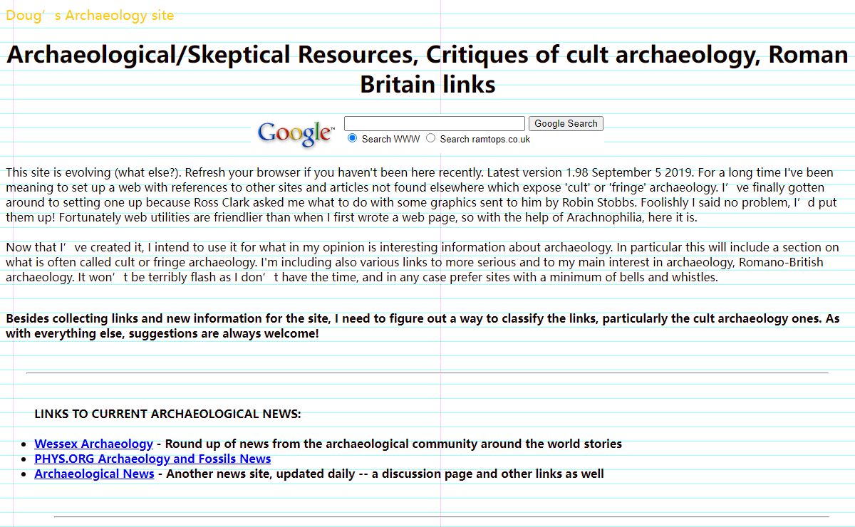 Doug's Archaeology Site: Skeptical views of fringe archaeology