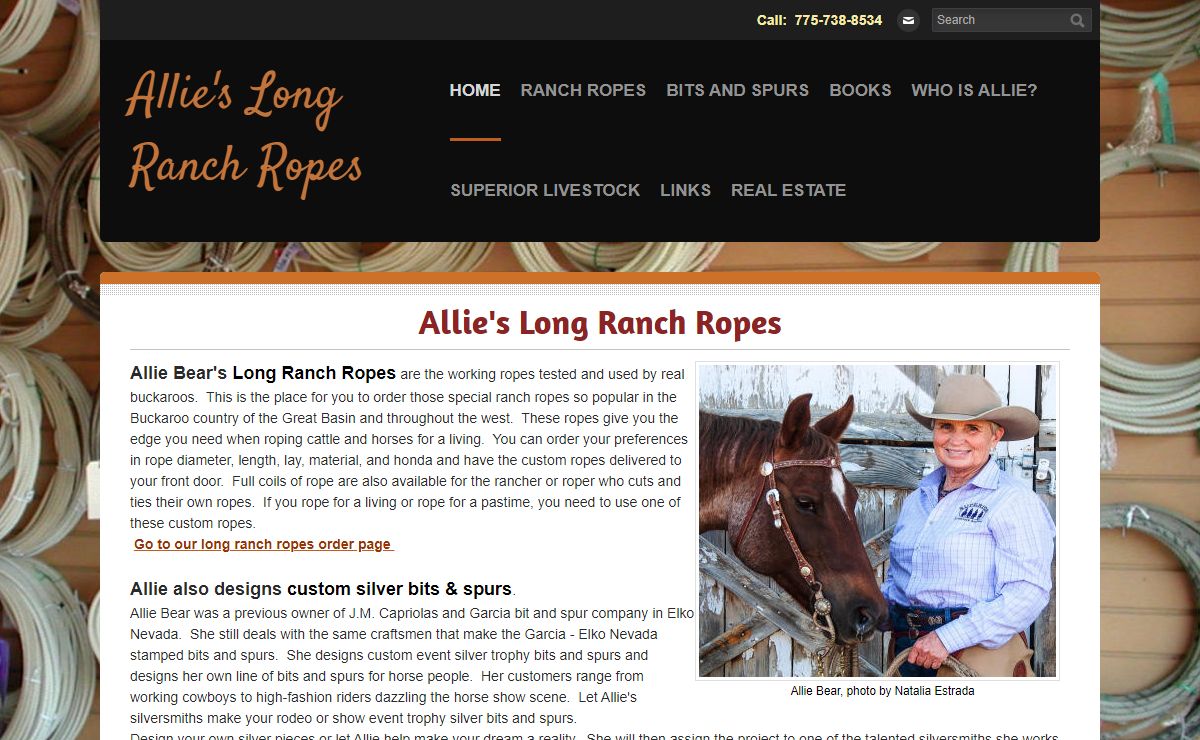 Allie's Long Ranch Ropes - Allie's Long Ranch Ropes, custom silver bits and spurs, western books