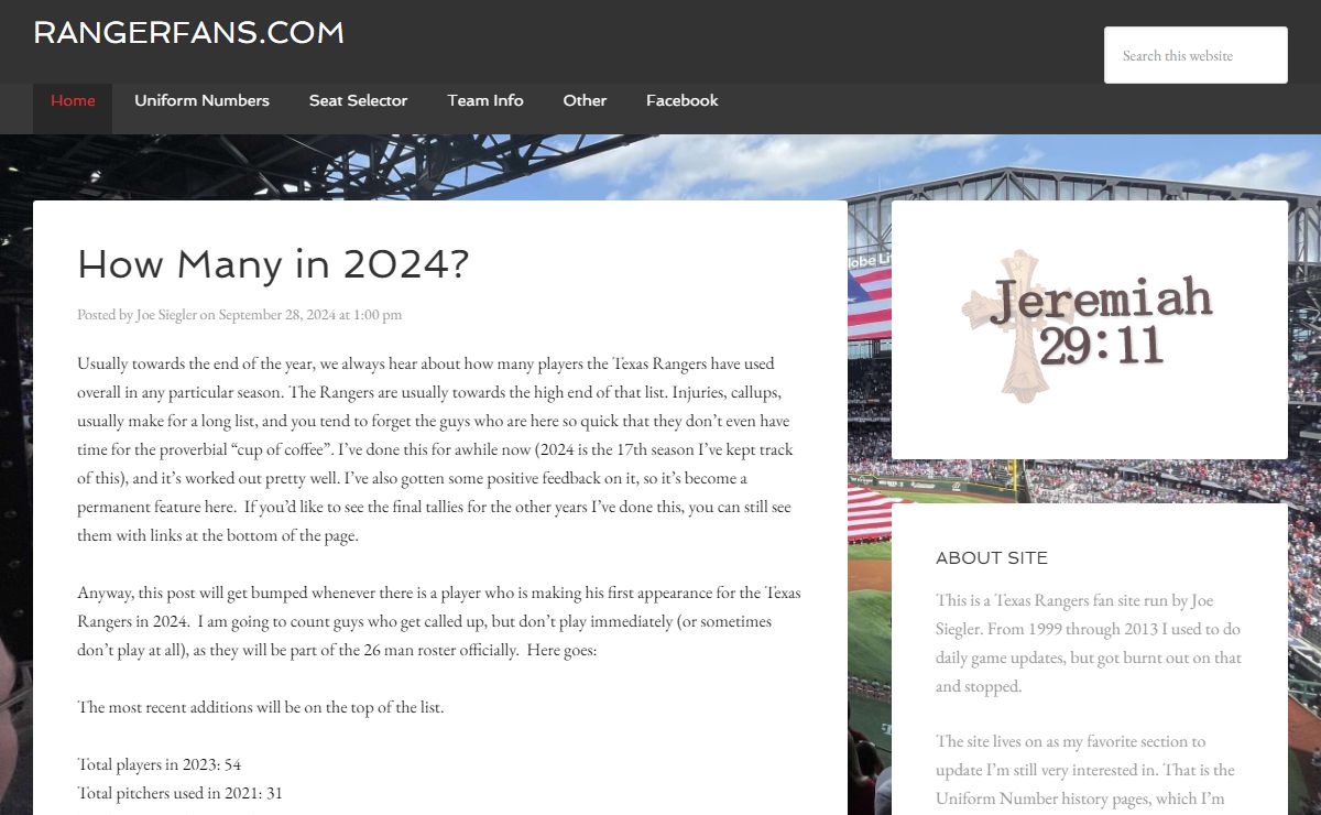 Rangerfans.com — Jeremiah 29:11