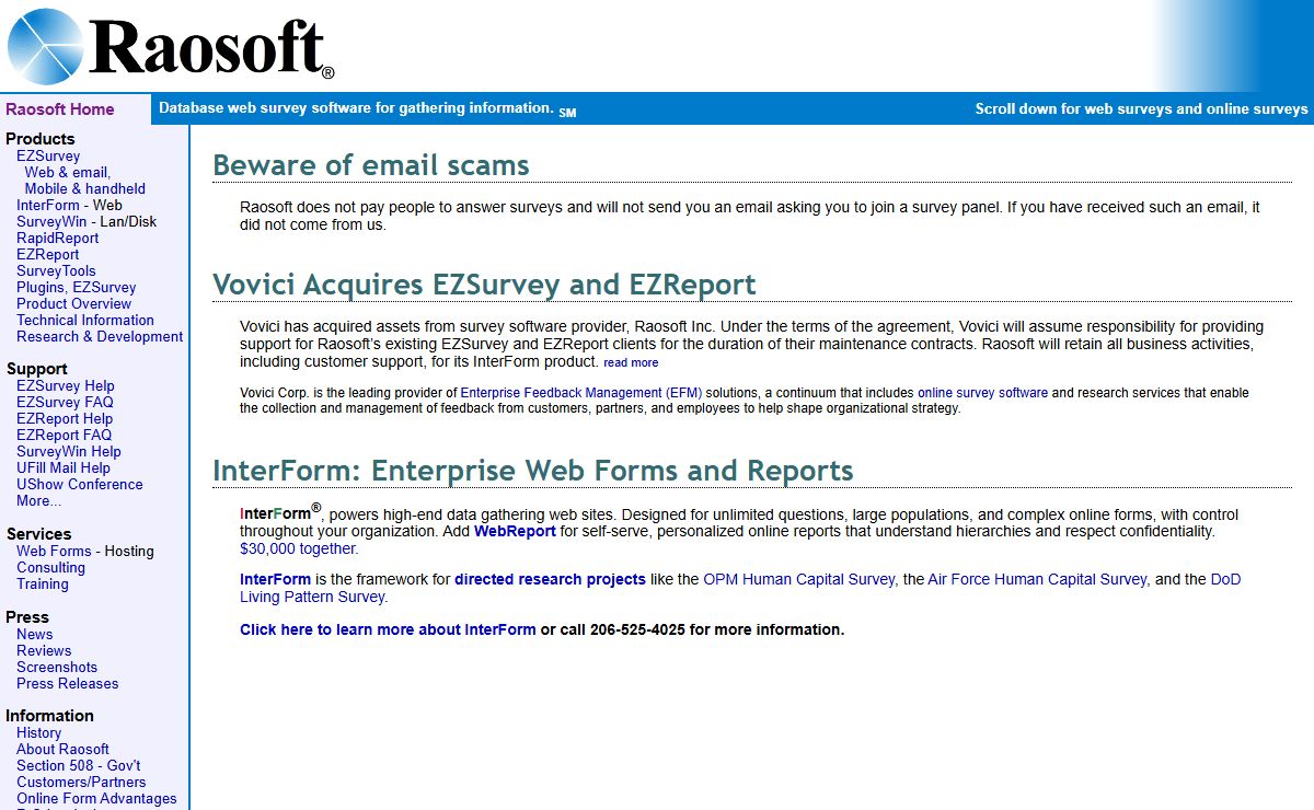 Web survey software, online surveys, email surveys from Raosoft, Inc.