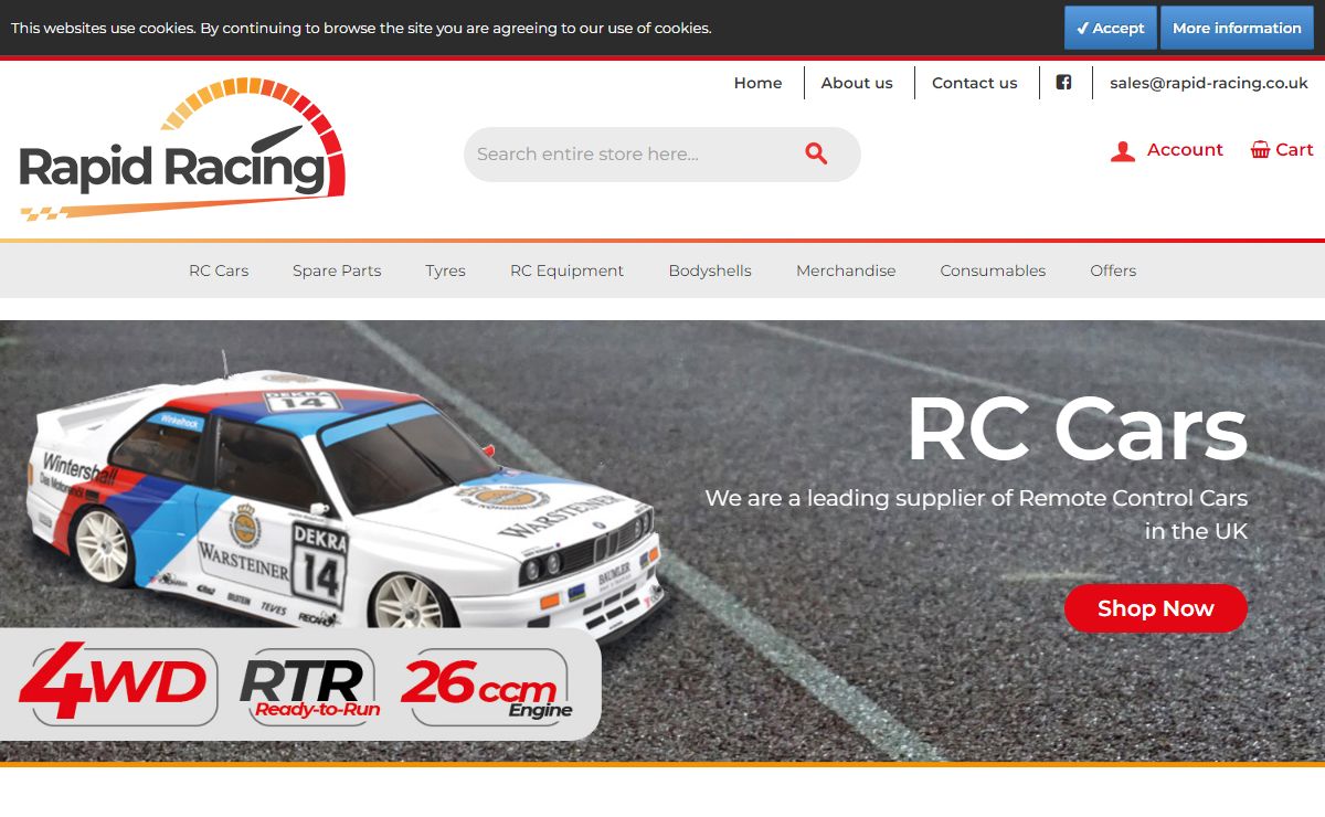 Rapid Racing 1/5th & 1/8th Scale RC Model Cars, Stocking FG, Genius, PMT, GRP, SP Tyres