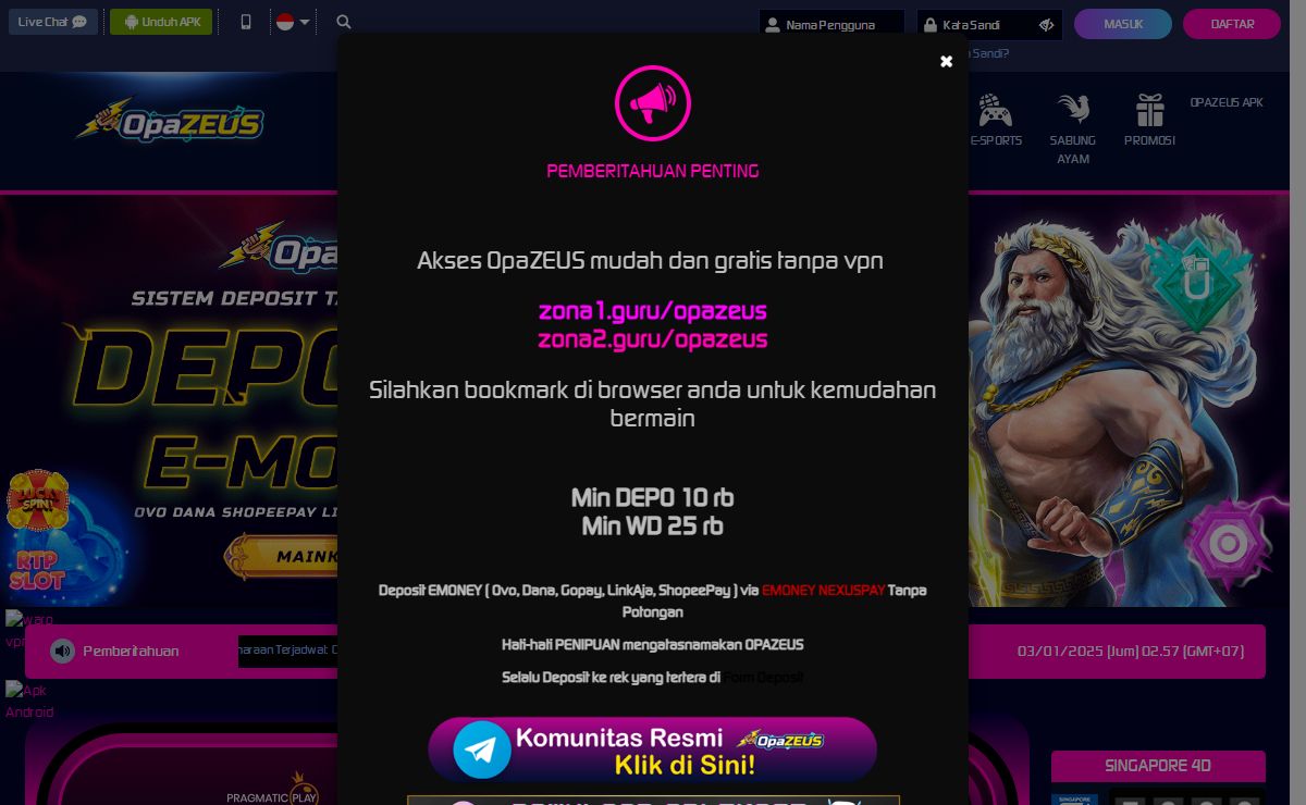 OPAZEUS: Situs Slot Gacor Hari Ini & Slot Online Terbaru Siap Menang Maxwin