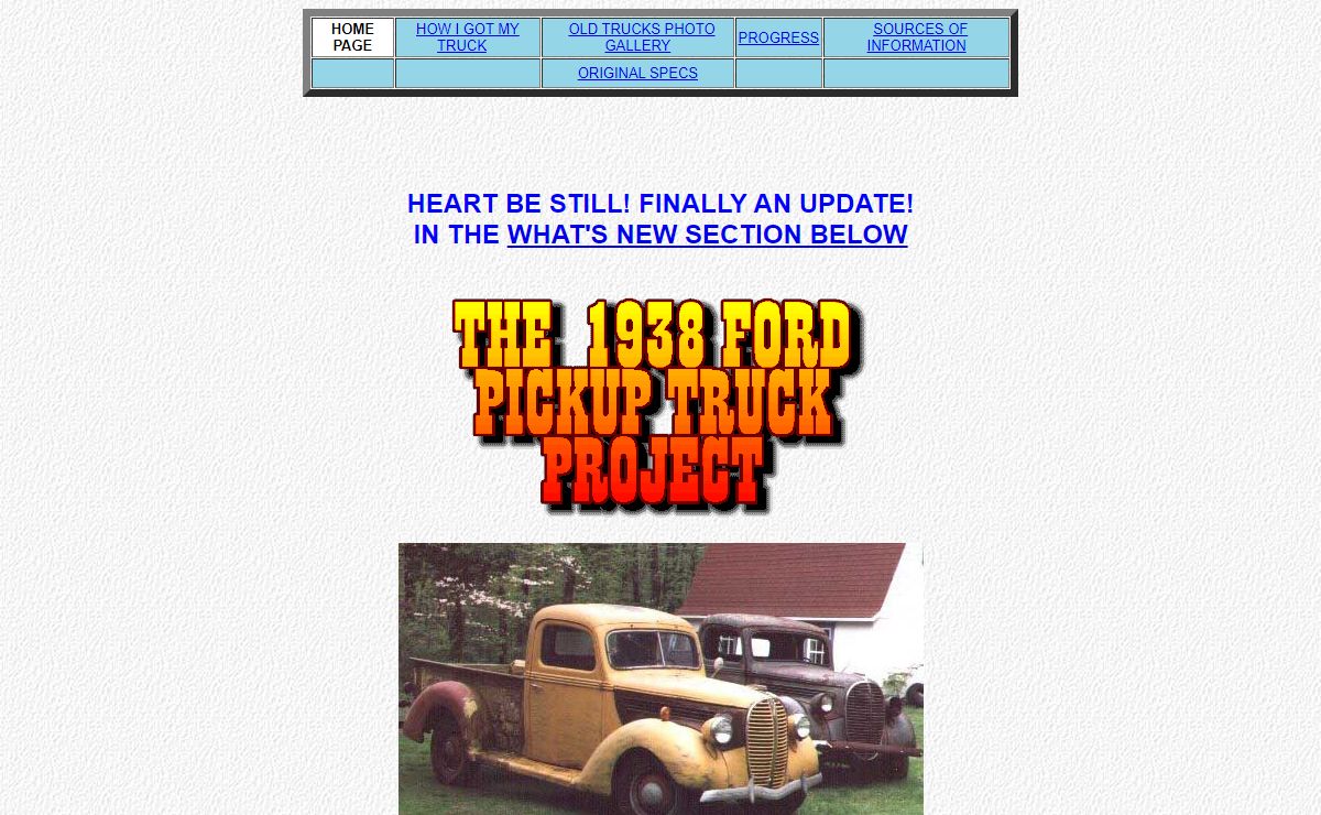 THE 1938 FORD PICKUP TRUCK PROJECT HOME PAGE