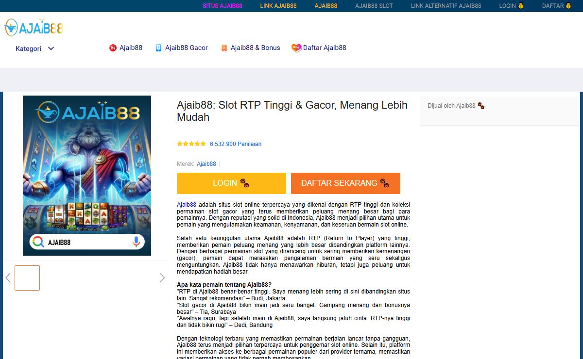Ajaib88: Slot RTP Tinggi & Gacor, Menang Lebih Mudah