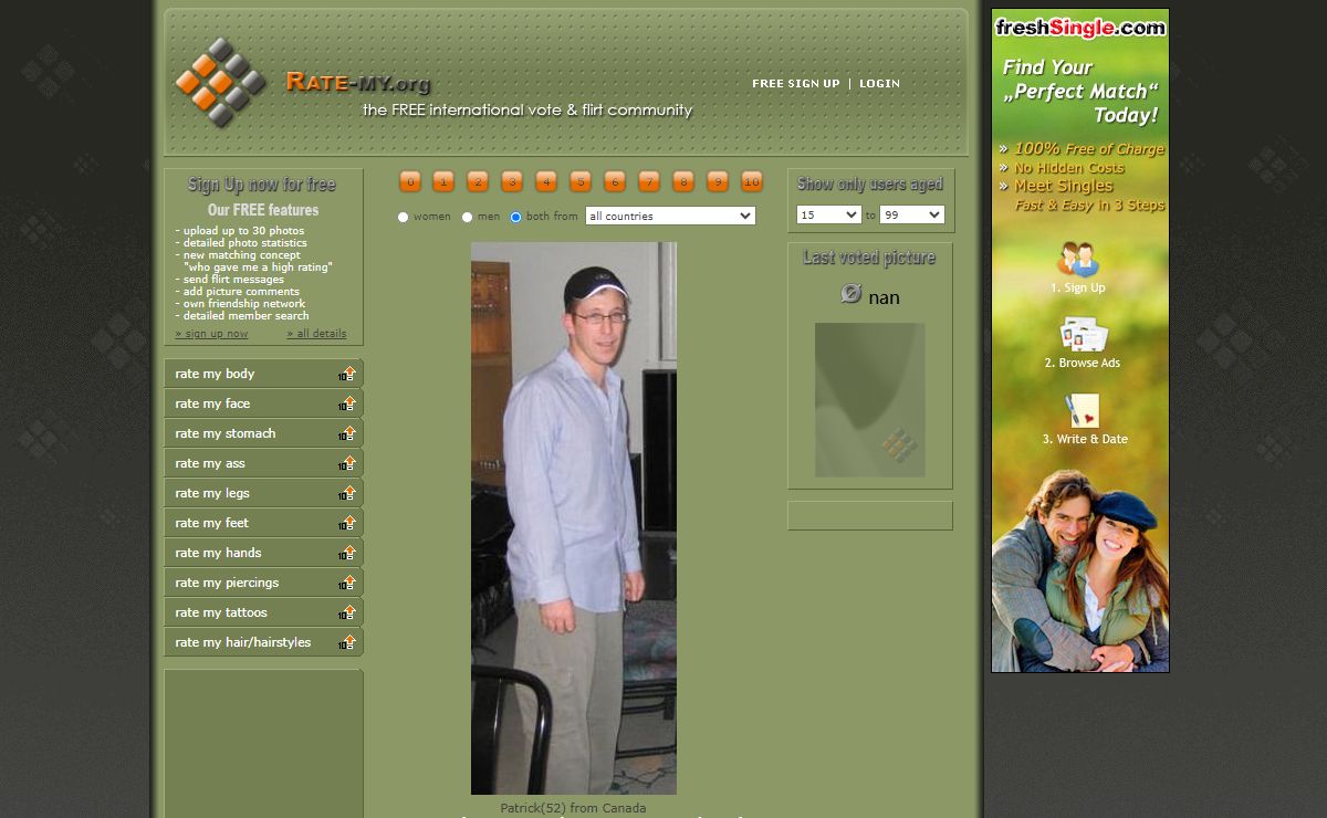 Hot or not, ratemybody, picture rating site
