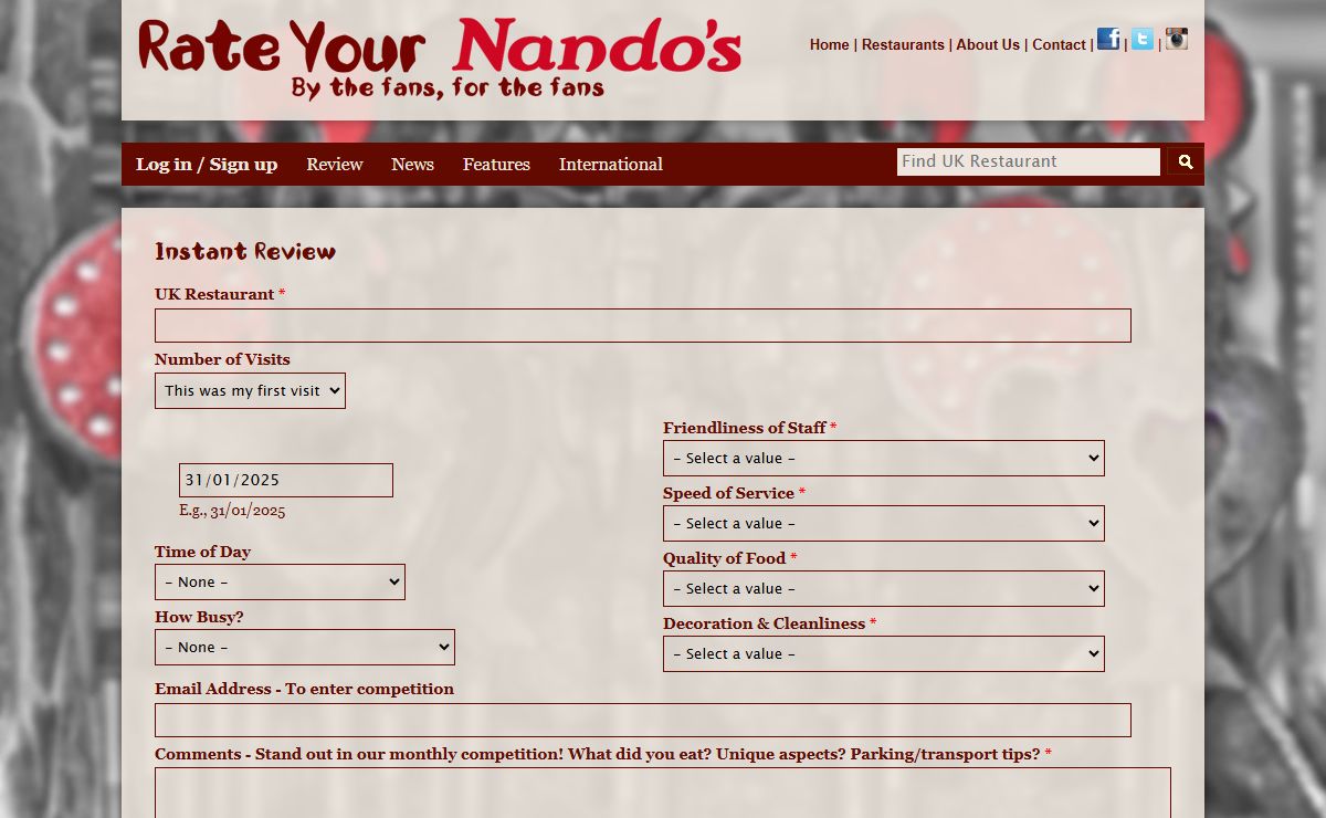 Rate YOUR Nando's - The Nando's Review Website