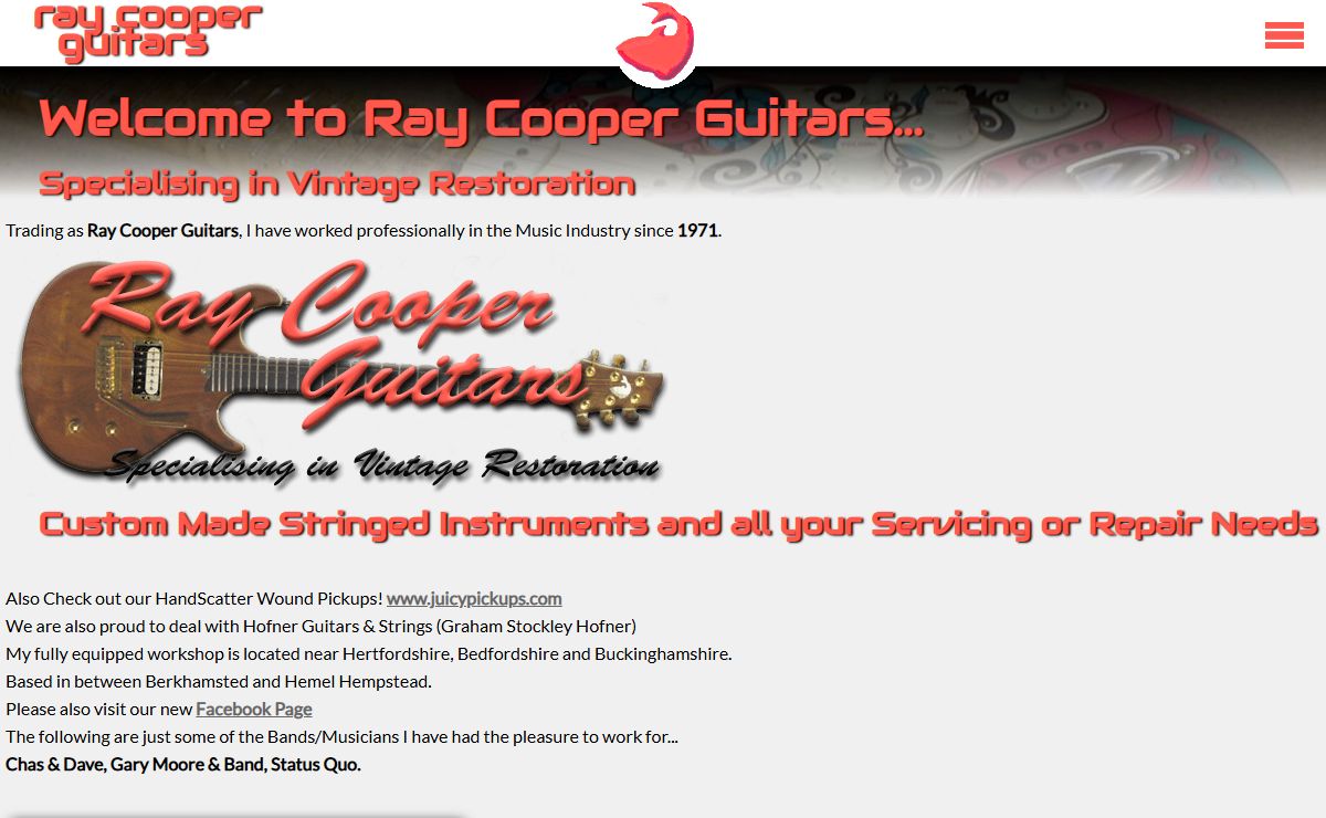Ray Cooper Guitars - Custom Guitars, Specialising in Vintage Restoration, Custom Made Guitars, Guitar Repairs
