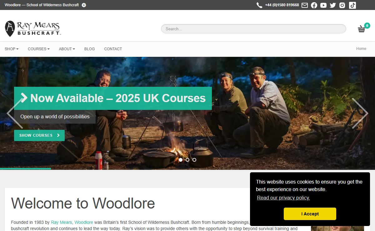 Ray Mears Bushcraft & Woodlore Camping Equipment and Courses
