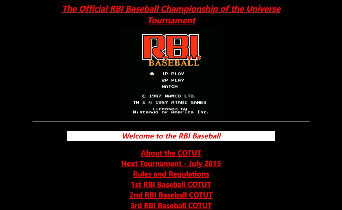 The Official RBI Baseball Championship of the Universe Tournament (COTUT)