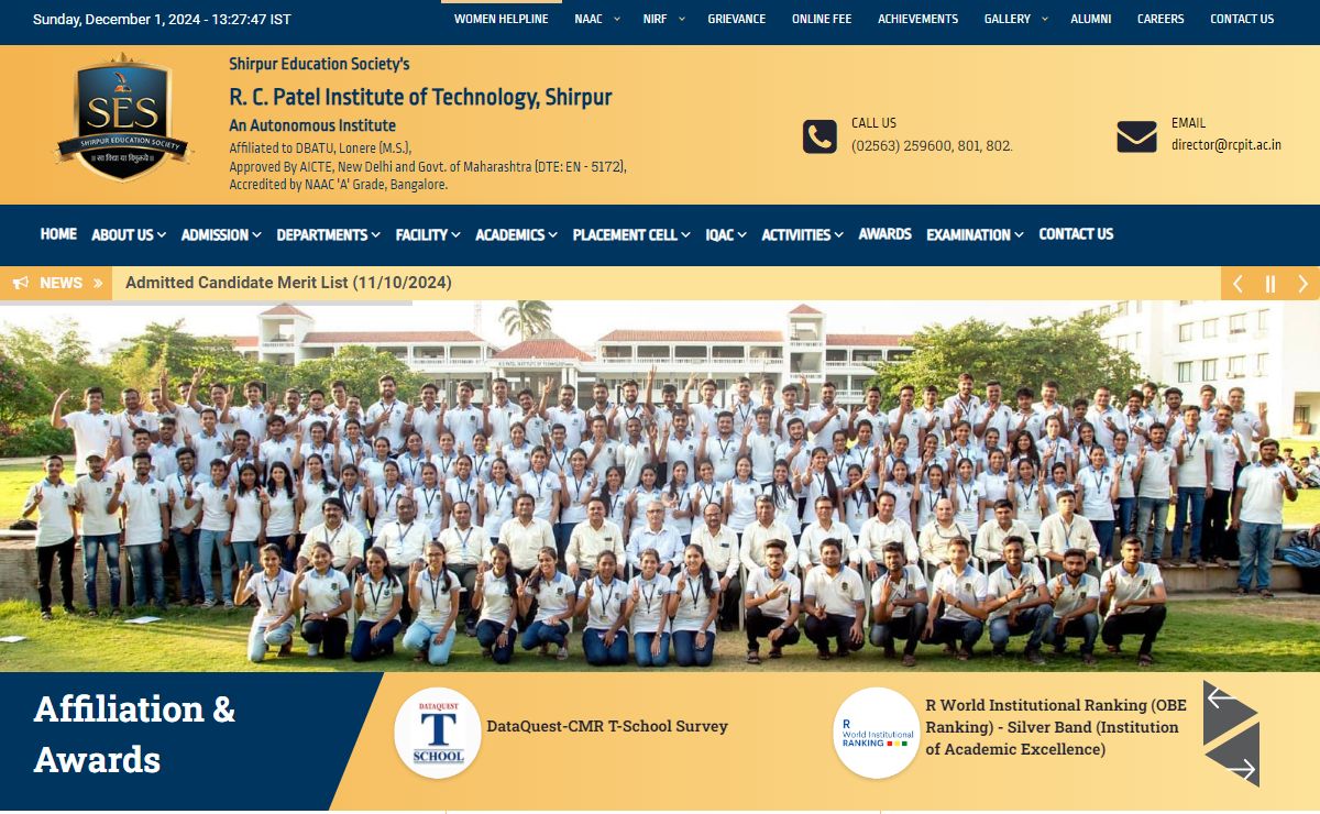 R. C. Patel Institute of Technology, Shirpur | An Autonomous Institute